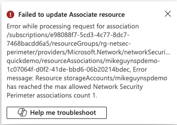 Clickable Resource Association Error Example